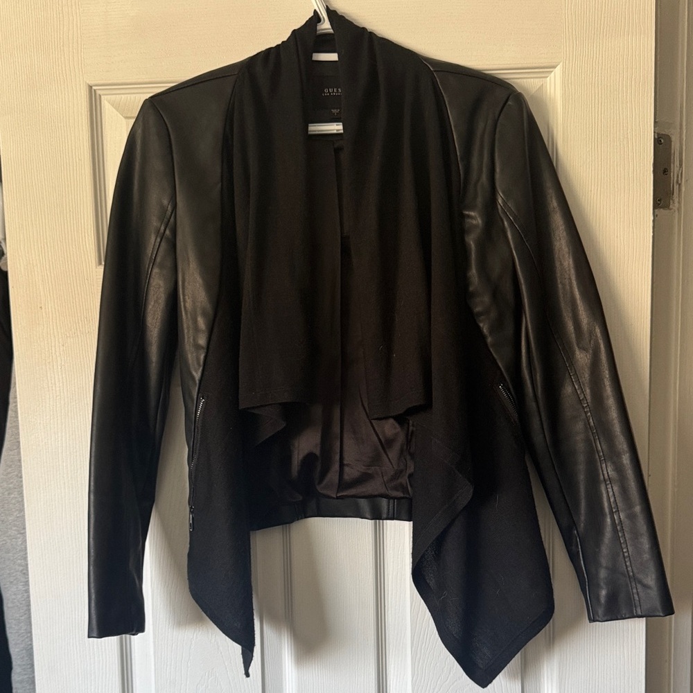 Guess Black Waterfall Faux Leather Jacket